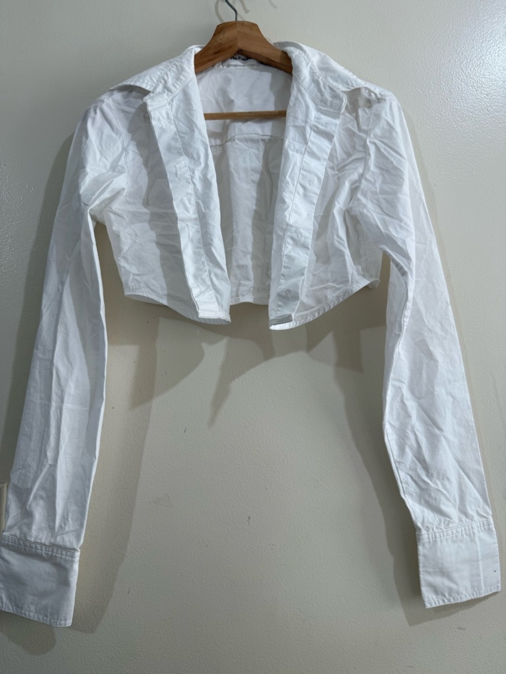 The Frankie Shop White Cropped Open-Front Button-Down